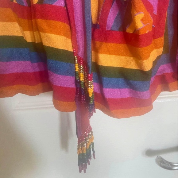 Anthro x Farm Rio Rainbow Toucan Wrap Dress - Picture 14 of 15